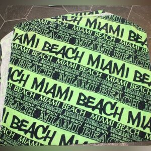 Miami Beach Neon Green & Black Beach / Travel Towel